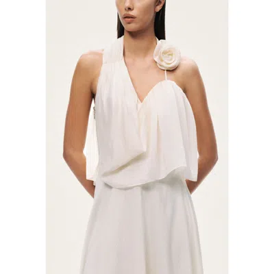 Nocturne Floral-detail Halter Neck Bustier Top In White