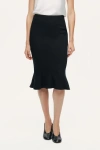 Nocturne Flounced Hem Fishtail Midi Skirt In Black