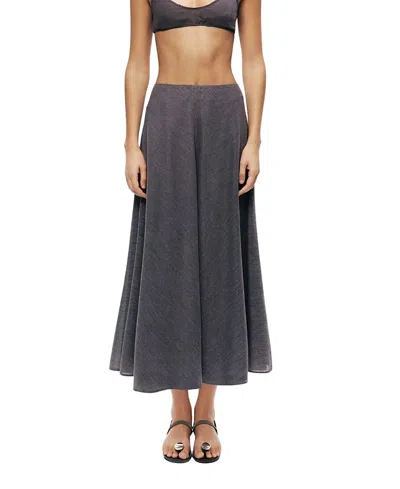 Nocturne Flowing Midi Skirt In Gray