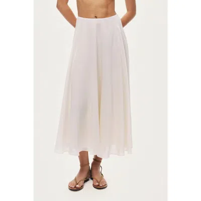 Nocturne Flowy High-waisted Midi Skirt In White