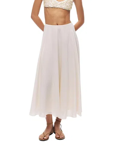 Nocturne Flowy High-waisted Midi Skirt In White