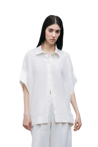Nocturne Flowy Linen Shirt In White
