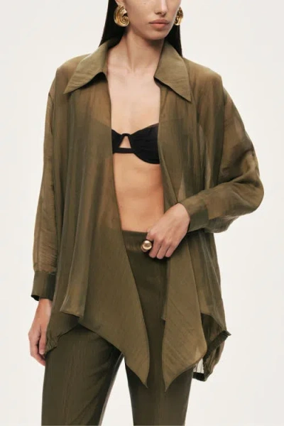 Nocturne Fluid Open-front Shirt In Green