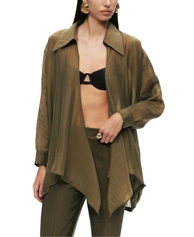 Nocturne Fluid Open-front Shirt In Brown