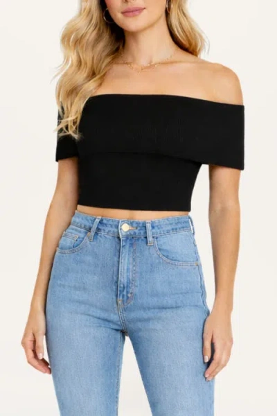 Nocturne Foldover Zip-front Bandeau Top In Black