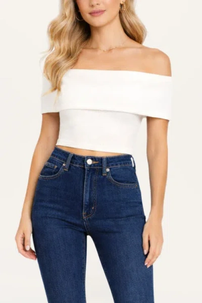 Nocturne Foldover Zip-front Bandeau Top In White