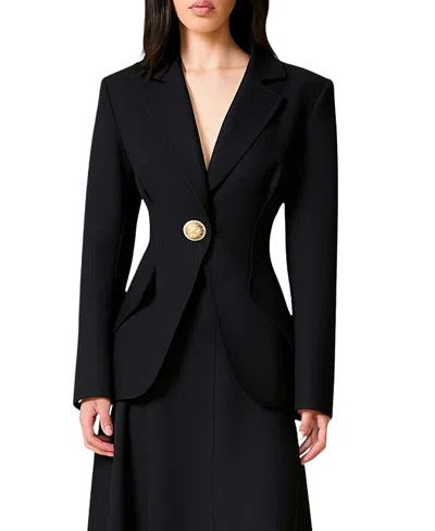 Nocturne Gold Accent Padded Shoulder Jacket In Black