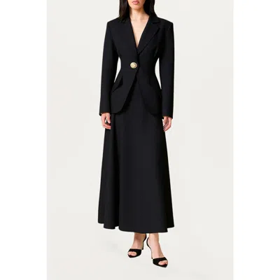 Nocturne Gold Accent Padded Shoulder Jacket In Black