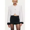 Nocturne Gold-button Cropped White Jacket In White
