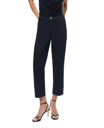 Nocturne Gold Button Detail Pants In Black