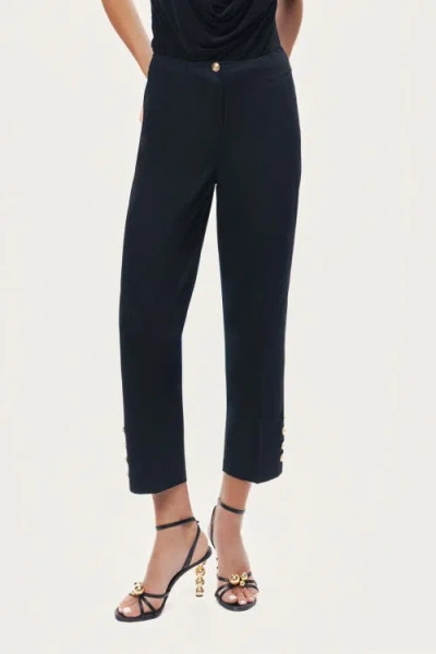 Nocturne Gold Button Detail Pants In Blue