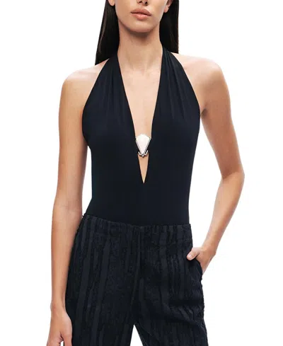 Nocturne Halter Deep V Blouse In Black