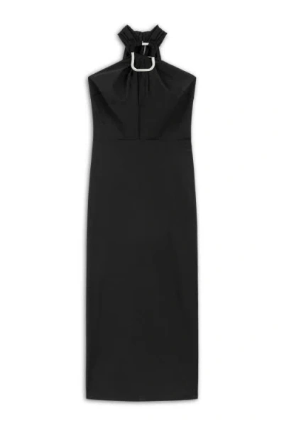 Nocturne Halter Neck Midi Dress In Black