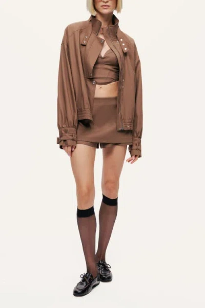 Nocturne High Neck Jacket In Brown