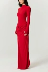 Nocturne High-neck Ruched Maxi Dress In Red