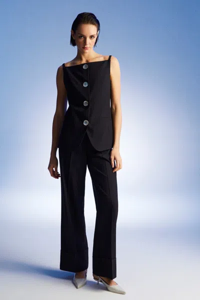 Nocturne High-waist Flowy Palazzo Pants In Black
