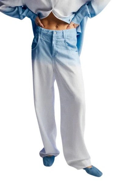 Nocturne High Waist Ombre Jeans In Blue White