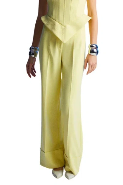 Nocturne High Waist Palazzo Pants In Yellow