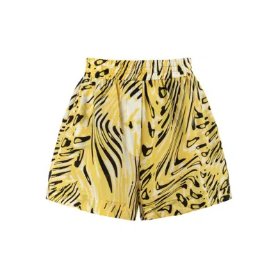 Nocturne High Waist Printed Shorts In Yellow