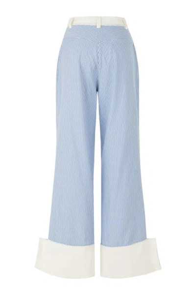 Nocturne High Waist Striped Pants In Blue