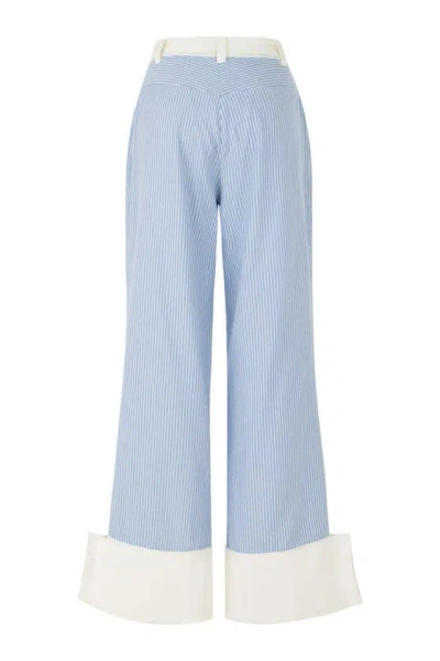 Nocturne High Waist Striped Pant In Blue