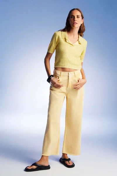 Nocturne High Waist Wide Leg Jeans In Yellow/orange