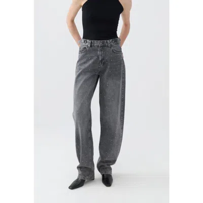 Nocturne High Waisted Balloon Jeans In Charcoal Anthracite