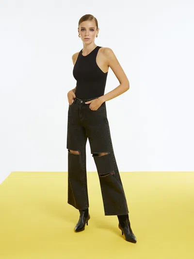 Nocturne High-waisted Ripped Jeans In Black
