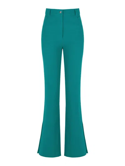 Nocturne High-waisted Slit Pants In Green