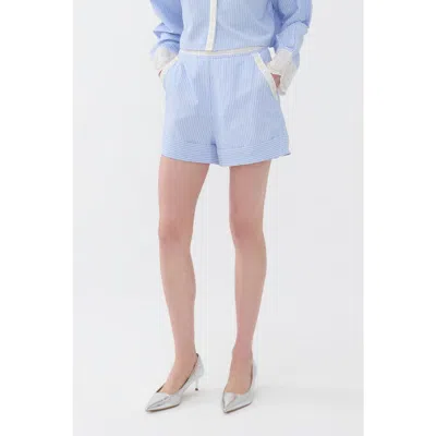 Nocturne High Waisted Striped Mini Shorts In Blue