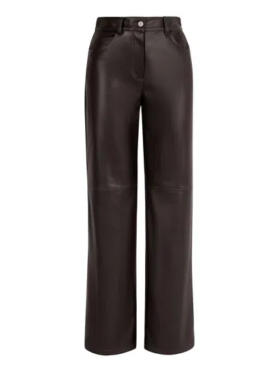 Nocturne High-waisted Wide Leg Pants In Brown