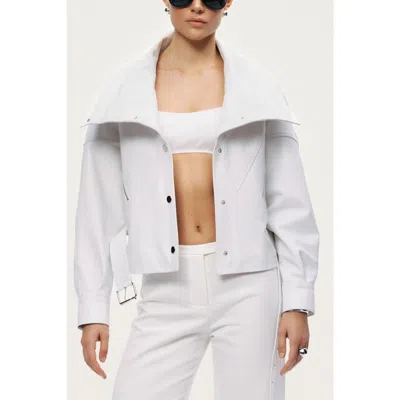 Nocturne High-neck Belted Jacket In White