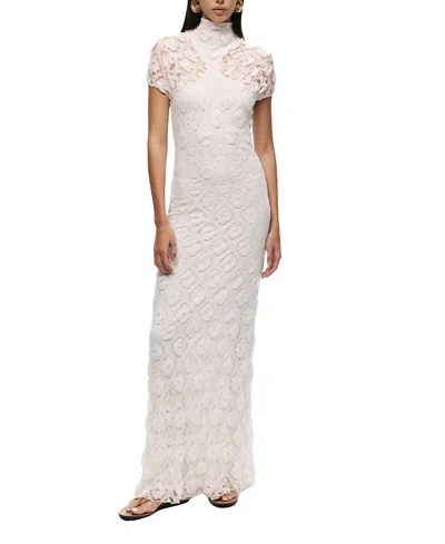 Nocturne High-neck Lace Maxi Dress In White
