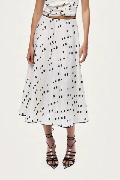Nocturne High-rise Midi Skirt With Print Details In Multi
