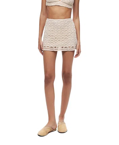 Nocturne High-waisted Lace Mini Skirt In Neutral