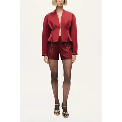 Nocturne Hook-closure Cropped Jacket In Red
