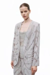 Nocturne Women's Grey Gray Burnt Jacquard Lightweight Jacket