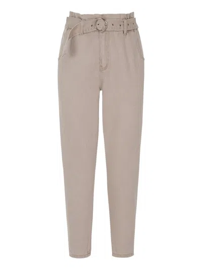 Nocturne Jeans With Ruching Detail In Beige