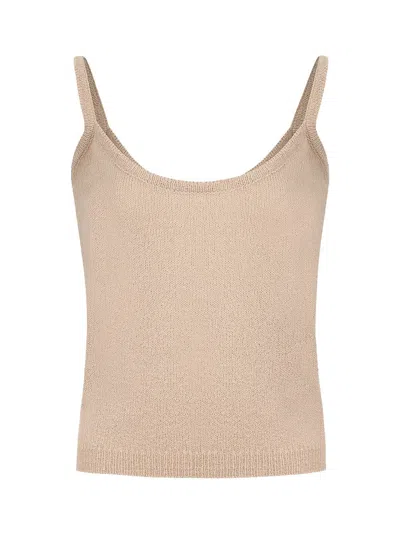 Nocturne Knit Top With Straps In Beige