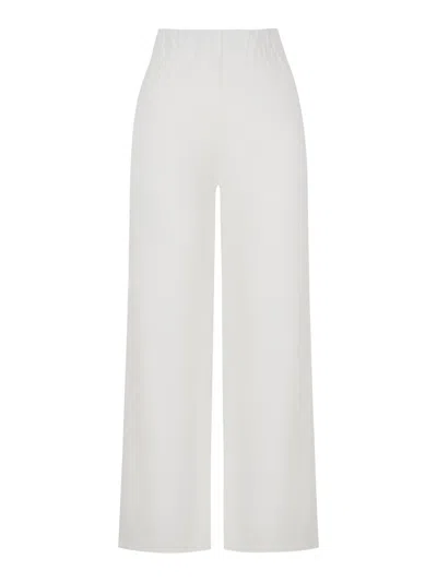 Nocturne Knit Wide-leg Pants With Darts In White