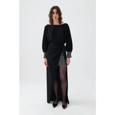 Nocturne Knot Front Long Dress In Black