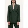 Nocturne Lace-up Waist Tailored Blazer In Green