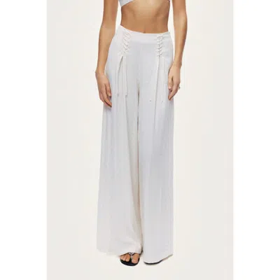 Nocturne Lace Up Wide Leg Pants In White