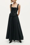 Nocturne Laced Corset Maxi Dress In Black