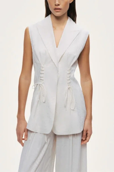 Nocturne Lace-up Waist Tailored Vest In White