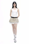 Nocturne Layered Mini Skirt In Beige