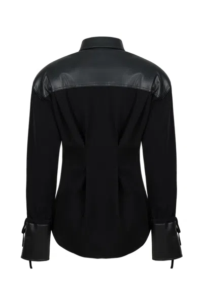 Nocturne Leather Trim Shirt In Black