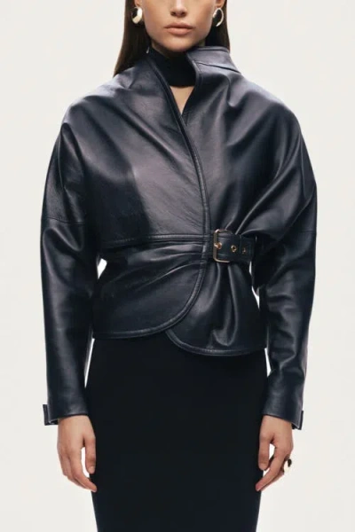 Nocturne Leather Wrap Jacket In Black