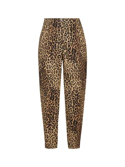 Nocturne Leopard Print Slouchy Pants In Brown