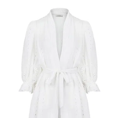 Nocturne Lightweight Eyelet Kimono Cover Up In White